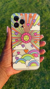 Neon Sky with Flower Sun and Hearts Phone Case (Fits iPhone 12 Pro Max & iPhone 13 Pro Max)